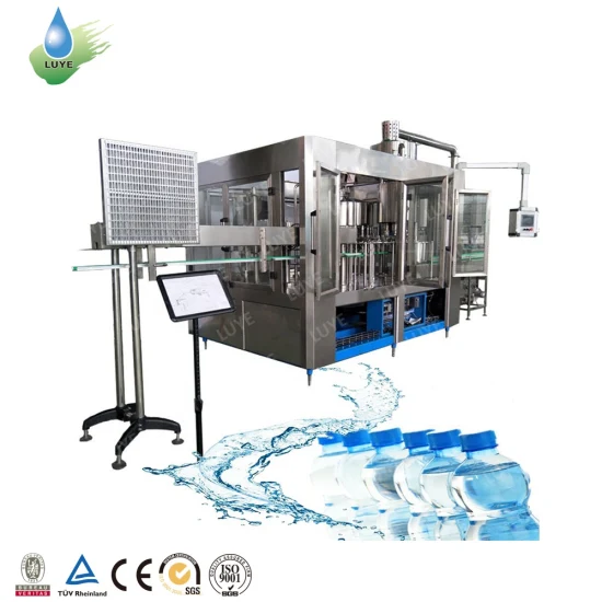 Luye 3 in 1 Linea di produzione automatica di acqua potabile per bottiglie in animali domestici Lavaggio di bevande Riempimento Tappatura Macchinari Riempimento di acqua minerale pura Macchina per sigillare l'imbottigliamento